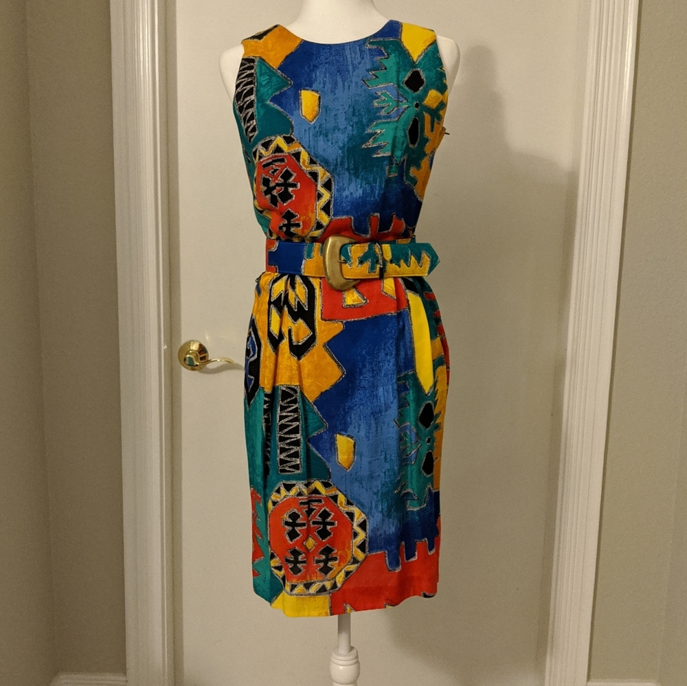 Multicolored lightweight dress with criss cross back